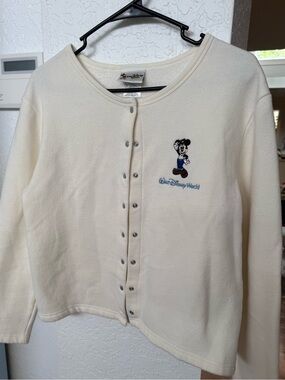 Vintage Disney World Mickey Mouse Fleece Snap Front Cardigan Jacket Women’s M